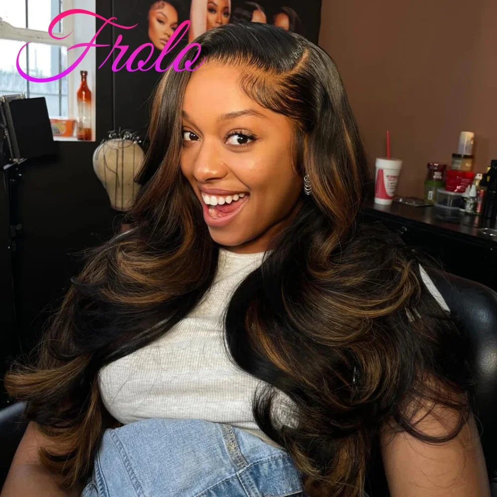 

Парик с эффектом омбре и мелированием, 13x6, с кружевной передней частью, из натуральных волос, плотность 200%, волнистый, предварительно проработанный, цвет 1B/30, коричневый с мелированием, для женщин