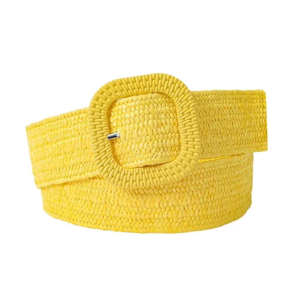 Fashion Bohemian Summer Wide Braided Belts Waist Belt Waistband Straw Woven Belt
