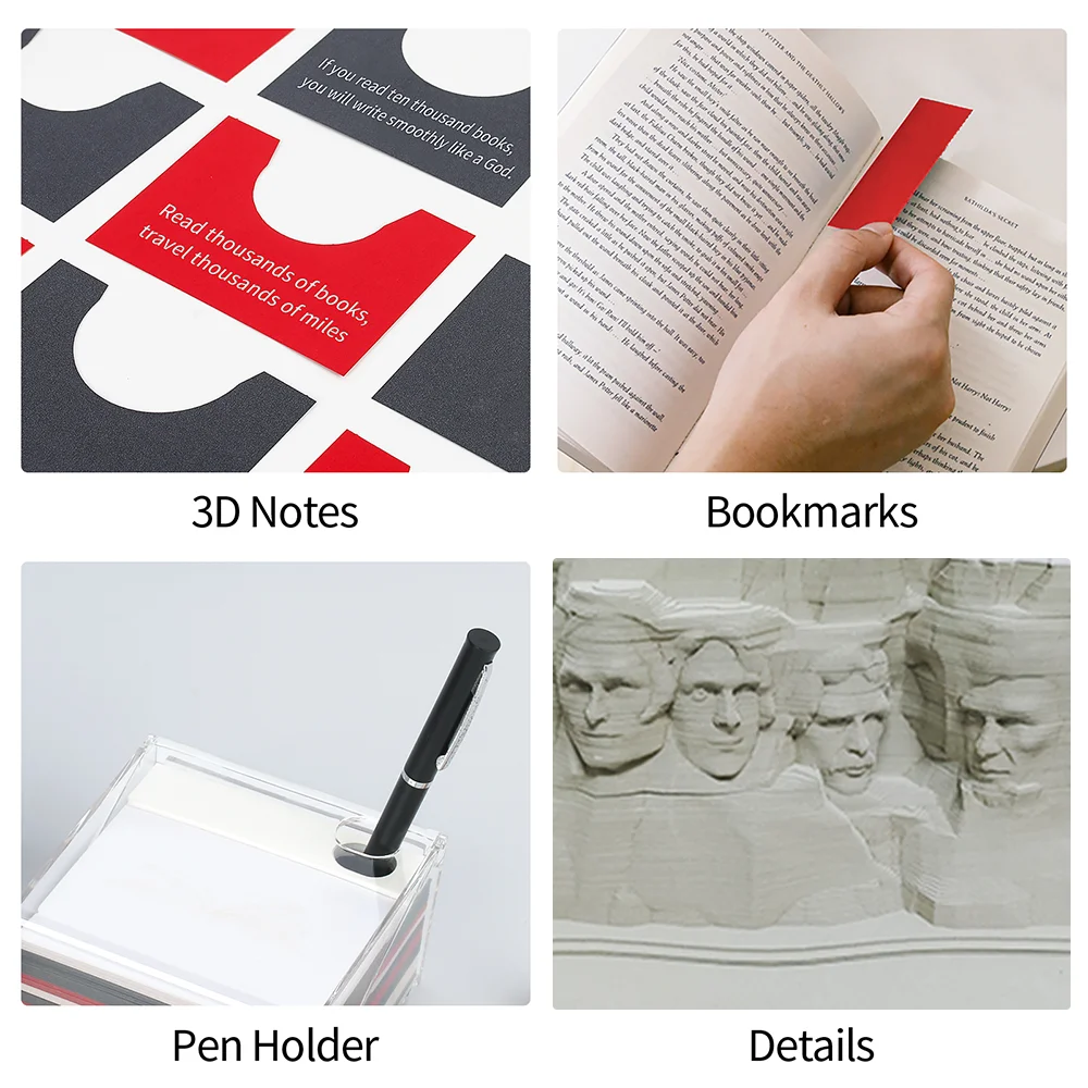 Omoshiroi Block 3D Memo Pad Mount Rushmore Attractions Notepad 3D Sticky Notes Pen Holder  Artistic Note Personalized Gift Ideas