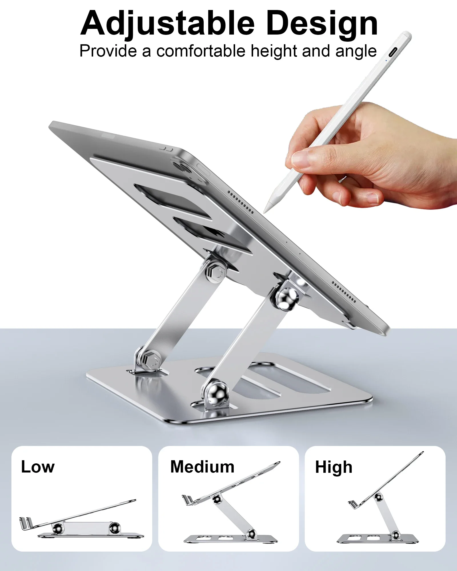 Tablet Stand Laptop Stand Desk Adjustable Folding Stand Desktop Holder Dock Compatible with IPad Pro 9.7 10.5 12.9 Ipad Mini 4