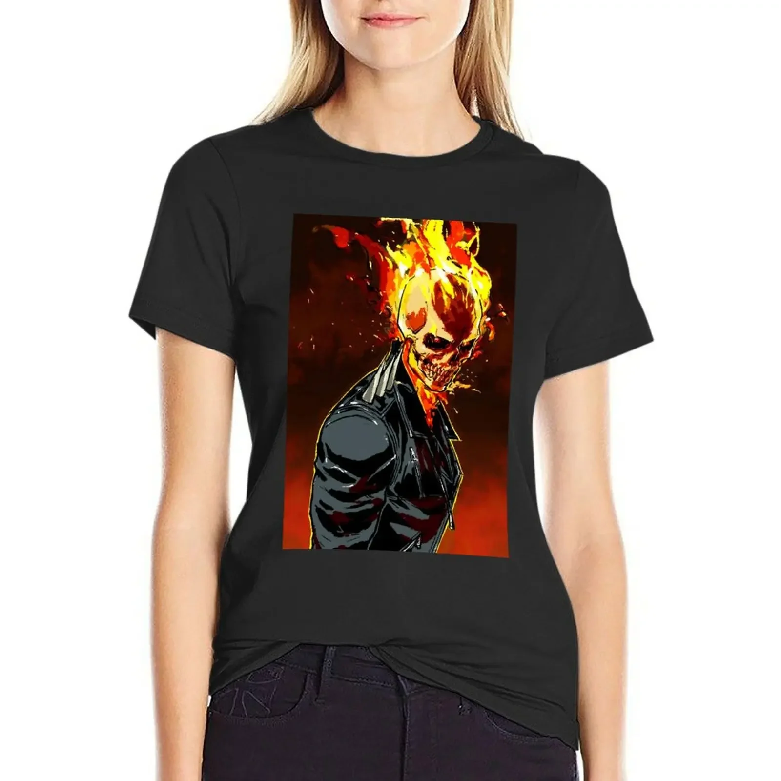 

Ghost Rider T-shirt lady clothes korean fashion Women's cotton t-shirt