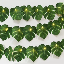 6m 3m 1.5m LEVOU Fadas Seqüência De Luzes Folha Verde Artificial Planta Tropical Deixa para a Decoração Do Partido Do Casamento Do Feriado de Ano Novo