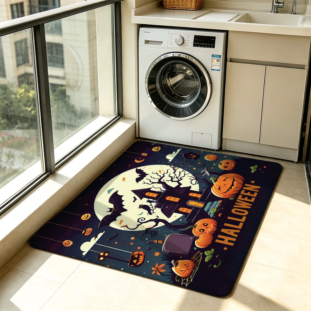 Halloween Haunted House Bat Doormat Non-slip Washable Entrance Rug Indoor Outdoor Home Decor Floor Mat