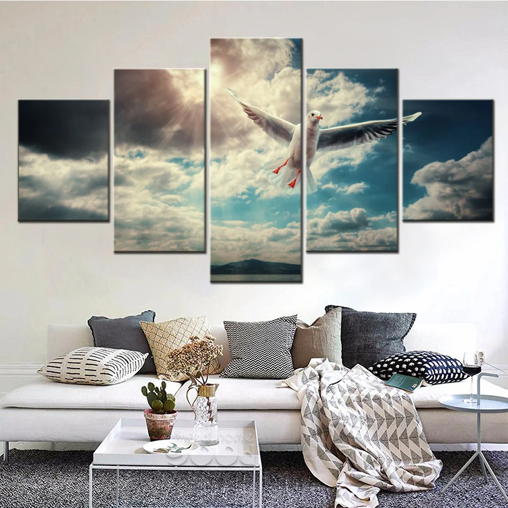 

Animals Canvas Wall Art for Home Decoration Picture Seagull Sunlight Wallpaper Modern Poster Painting Living Room Mural 5 PCs