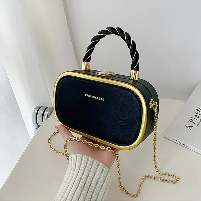 

Модная женская сумка-коробка с цепочкой, маленькая квадратная сумка в форме искусственной кожи, простая сумка через плечо, портативная сумка, женская сумка на плечо, новый дизайн