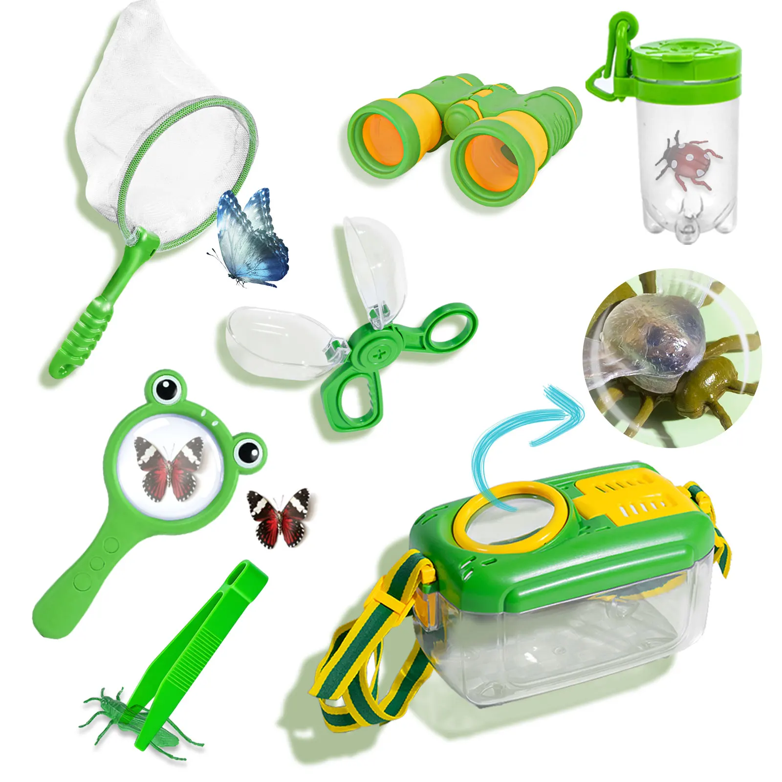 Children'S Outdoor Natural Exploration Insect Box Telescope Clip Toy Capsule Clip Insect Exploration Capture Net Observation Jar