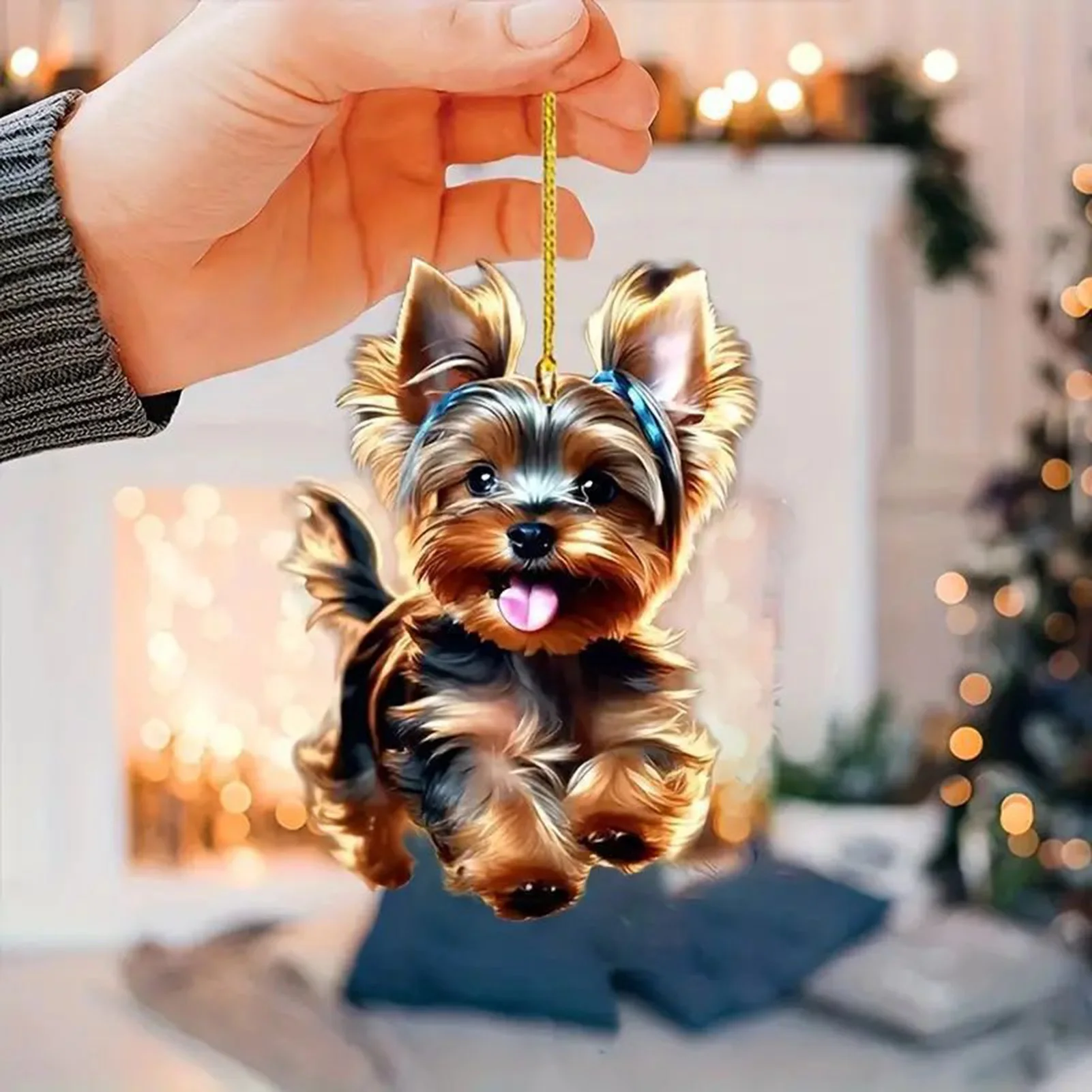 

2025 Christmas Pendant Cute Puppy Shaped 2D Hanging For Door Window Handle Car Xmas Tree Cute Dog Pendant Party Decoration Props