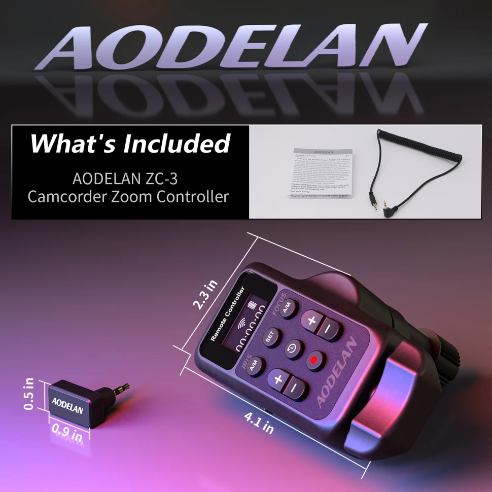 AODELAN Aktualisierter ZC-3 Wireless Camcorder LANC 2,5-mm-Kamera-Fernbedienung für Sony Canon Video Zoom, Focus, IRIS und Aufnahme – Detail 8