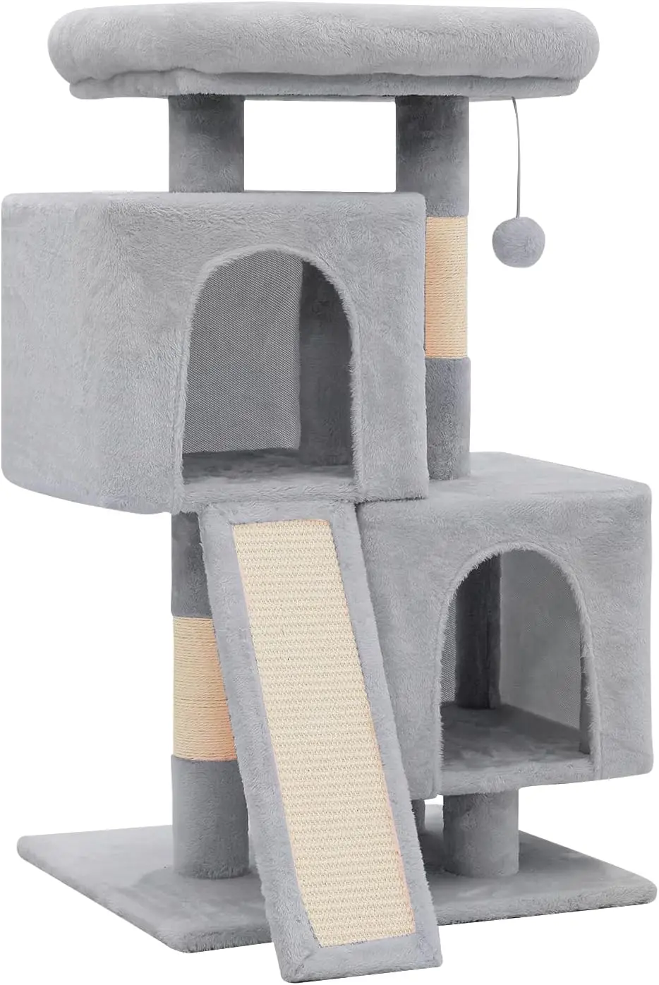 

34" Cat Tree Tower Multi-Level Cat Condo with Large Perch, Sisal Cat Scratching Post, Sisal Ramp for Kittens to Adults C