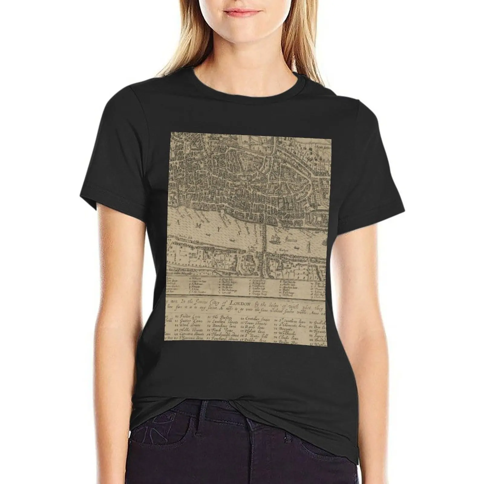 A map of London by John Norden, 1593 T-Shirt kawaii clothes customs design your own western t shirts for Women