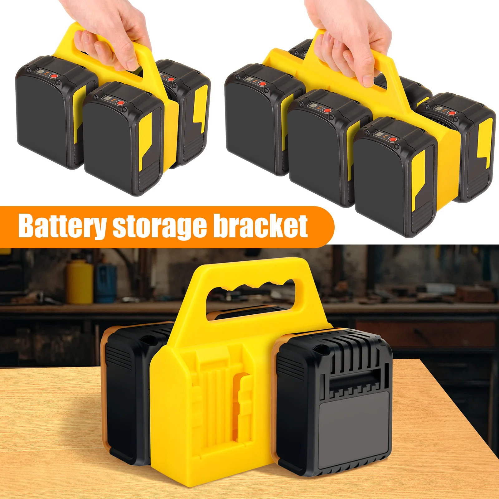 Power Tool Battery Holder For DeWalt 18V Portable Battery Caddy Rack Storage Organizer With Handle Impact Resistant ABS