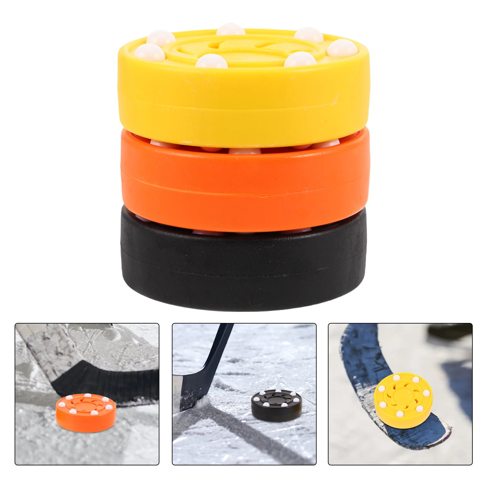 

3Pcs Street Hockey Pucks Wear-Resistant Inline Roller Pucks for Driveway Outdoor Sport Games Smooth Glide