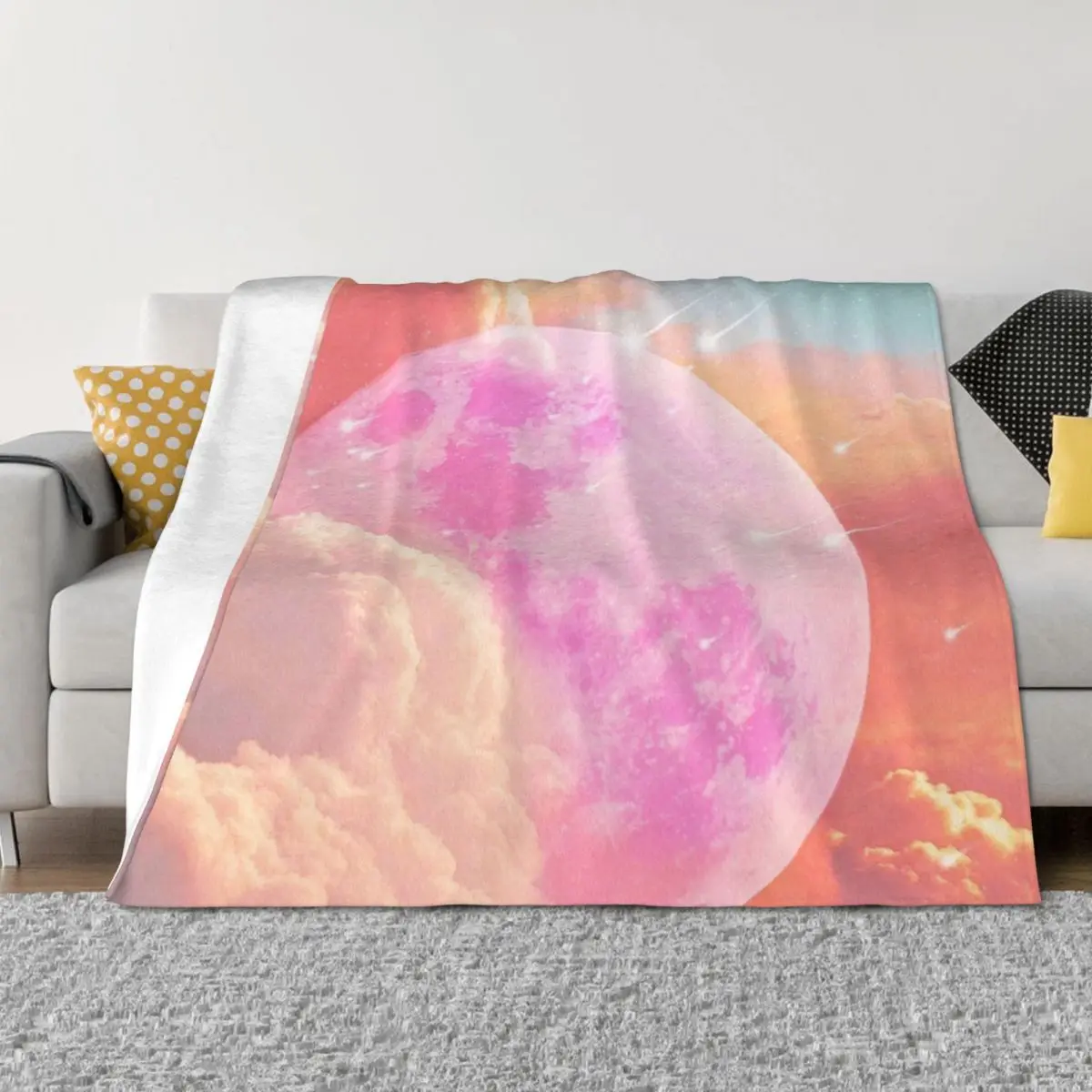 

Pink Moon Landscape Throw Blanket Luxury Thicken valentine gift ideas Single Blankets