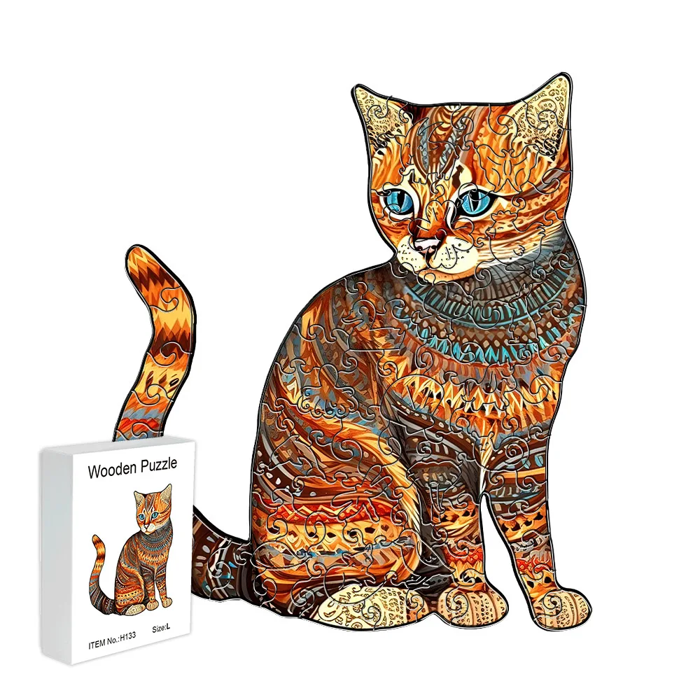 

Cat-shaped animal Wooden Jigsaw Puzzle Exquisite A3 A4 A5 3D shape wooden home decor Holiday gift Jigsaw Puzzle Adult decompress