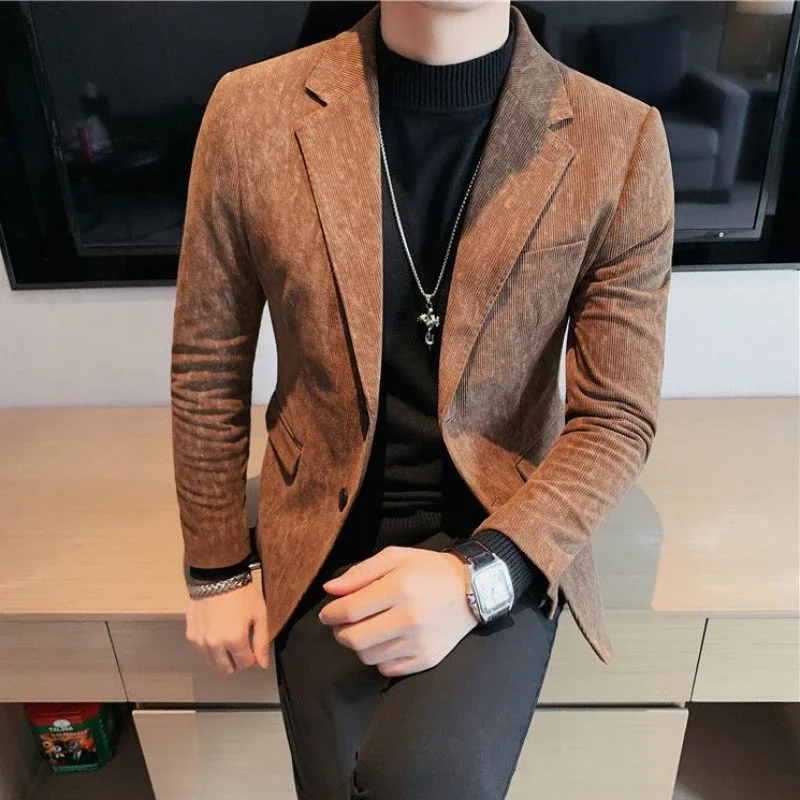 Casual mannelijke jurk blazer Hoge kwaliteit Koreaanse stijl kleding Herenpak Zakelijke jassen Gentleman Modieuze originele losse jas