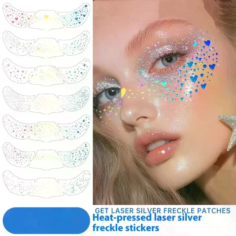 1 ورقة بريق النمش ملصقات ثلاثية الأبعاد القلب النمش الوشم بريق ملصقات للماء درجة الحرارة الوشم #4