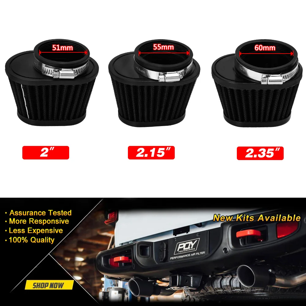 VR - Motorcycle Air Filter 60mm 55mm 54mm 51mm 50mm Universal for Motor Car Minibike Cold Air Intake High Flow Cone Filter