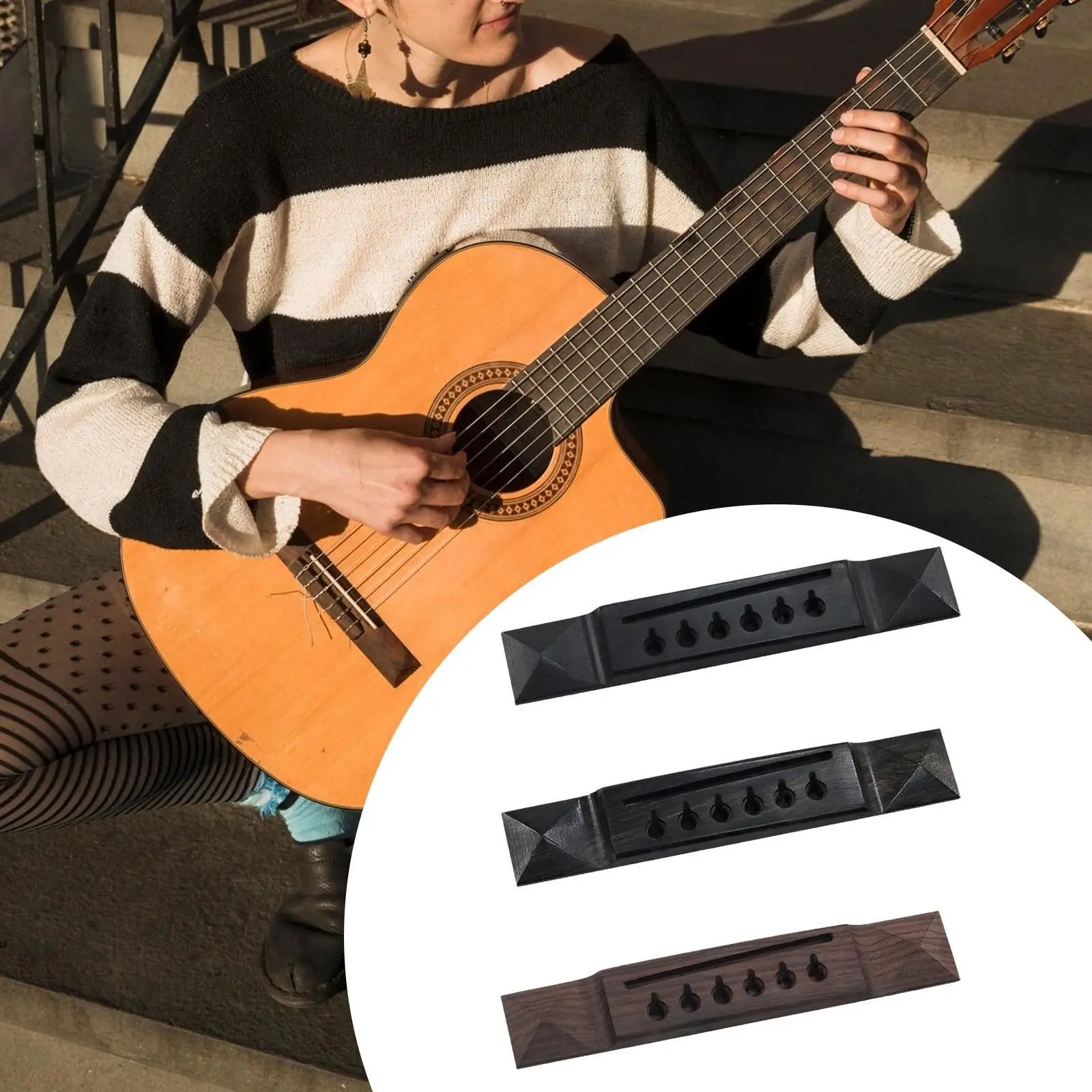 

Guitar Bridge Wooden Sturdy Replacement,Lightweight,Compact Easy to Install Accessories,Music Instrument Part,