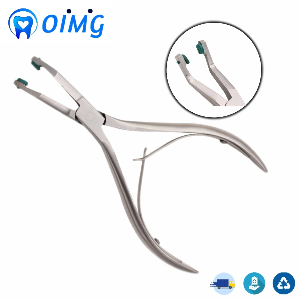 Dental Stainless Steel Crown Plier Remover with Green Rubber Tipped Durable Dentistry Dental Tools Dental Instrument