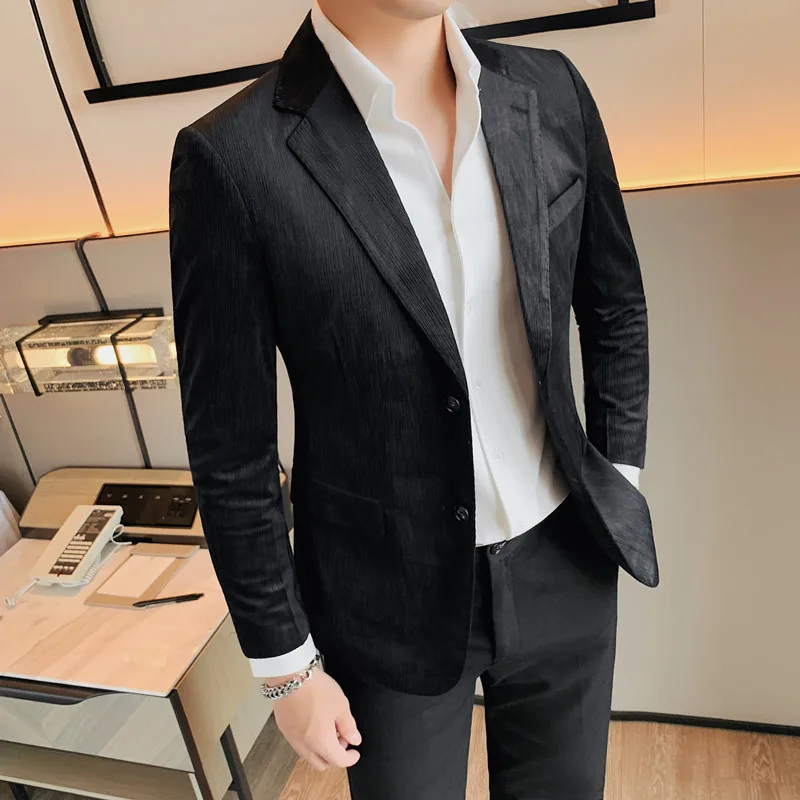 

2024 Spring Stripes Solid Color Blazers Men's Business Slim Fit Blazers Hommes Casual Single-breasted Suit Jacket Tailcoat 4XL-M