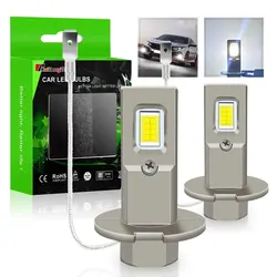 2Pcs H3 LED Car Headlights Bulbs Fanless Fog Lamps H3 Daytime Running Light Super Bright Fog Lamp Lights 6000K 12V