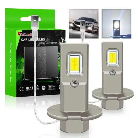 2 pezzi H3 LED fari per auto lampadine fendinebbia senza ventola H3 luce di marcia diurna luci fendinebbia super luminose 6000K 12V