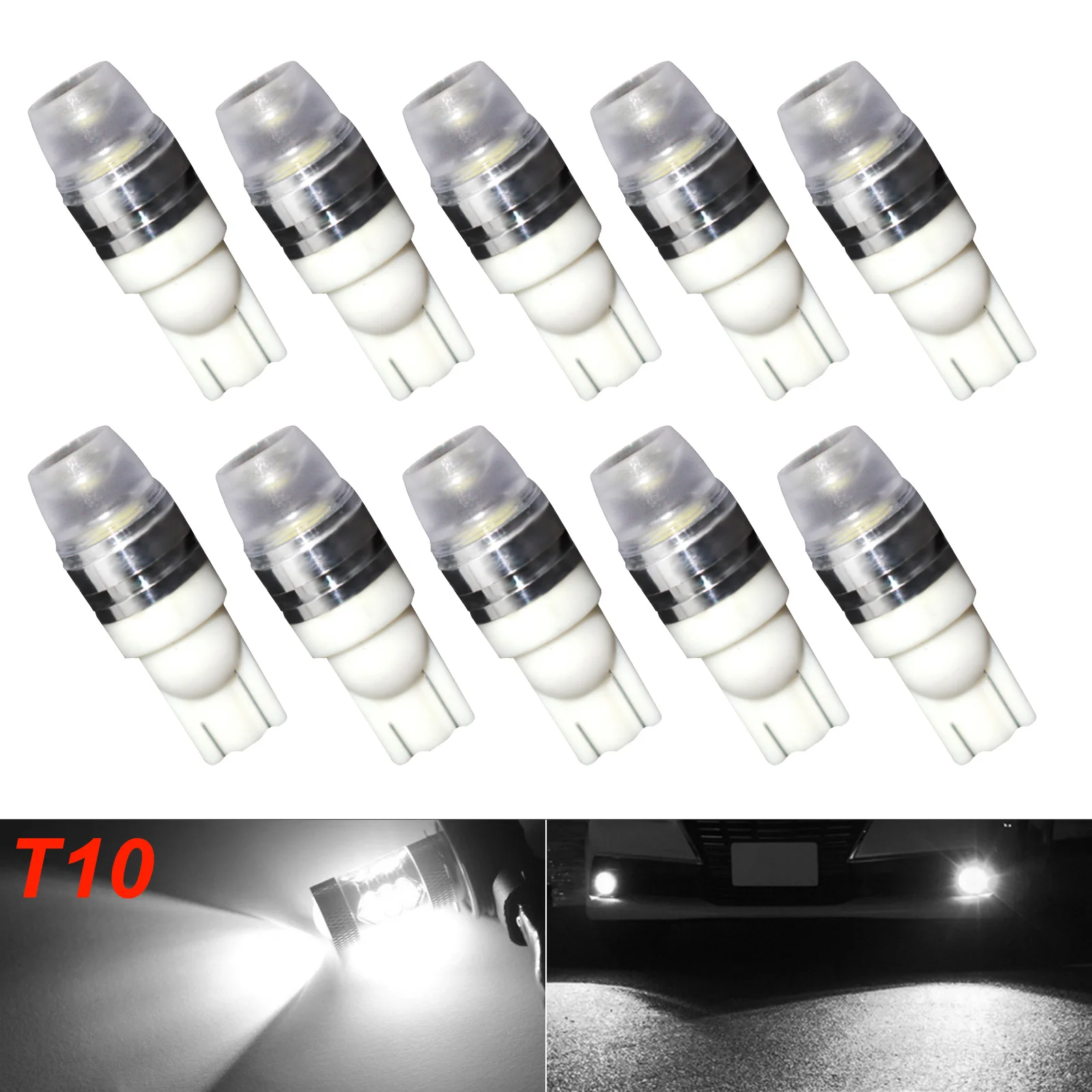 T10 LED Bulb Car Reading Parking Dome Door Truink Light Wide Application 6000K White Bulb High Brightness Ready Stock 10PCS