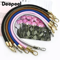 Deepeel 30-60cm Metal PU Leather Round Rope Bag Strap Handbags Handle Luggage Bags Silver Buckle Shoulder Belt Craft Accessories