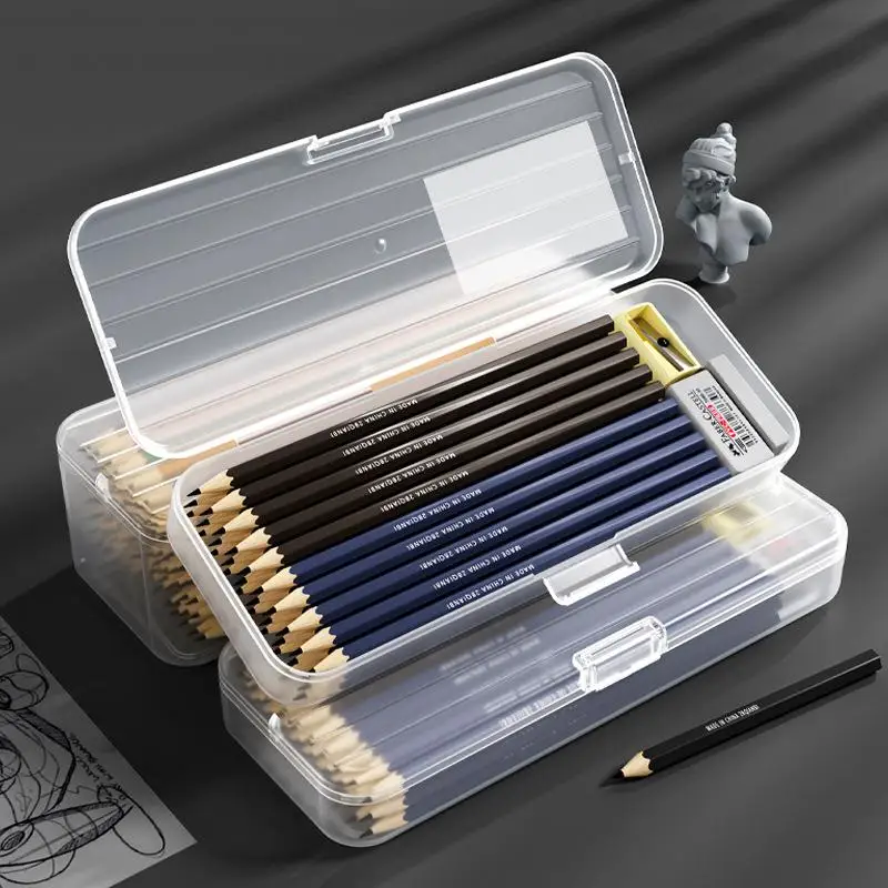 【B】Student Simple Stationery Box Pencil Case Water Pen Case Stationery Transparent Pen Holder