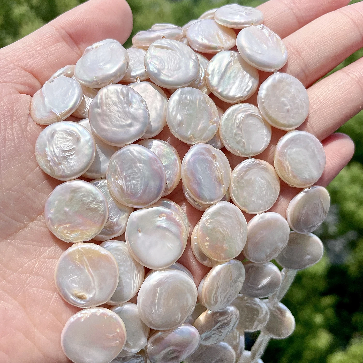 5 Stück 15–16 mm natürliche Perle barock flach rund Scheibenform lose Perlen für Schmuck Charms Herstellung DIY Armband Halskette Zubehör