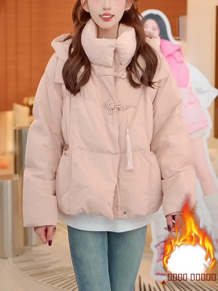 

Ele Thiened Chinese Sle Coat Women's down Cotton Jaet Winter New Arrival Small Size with Button National Trend