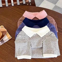 Striped Dog Polo Shirt Breathable Dog Vest Cotton Puppy Summer Clothes Girls Dog Costume Chihuahua Bichon Luxury Dog Pullover