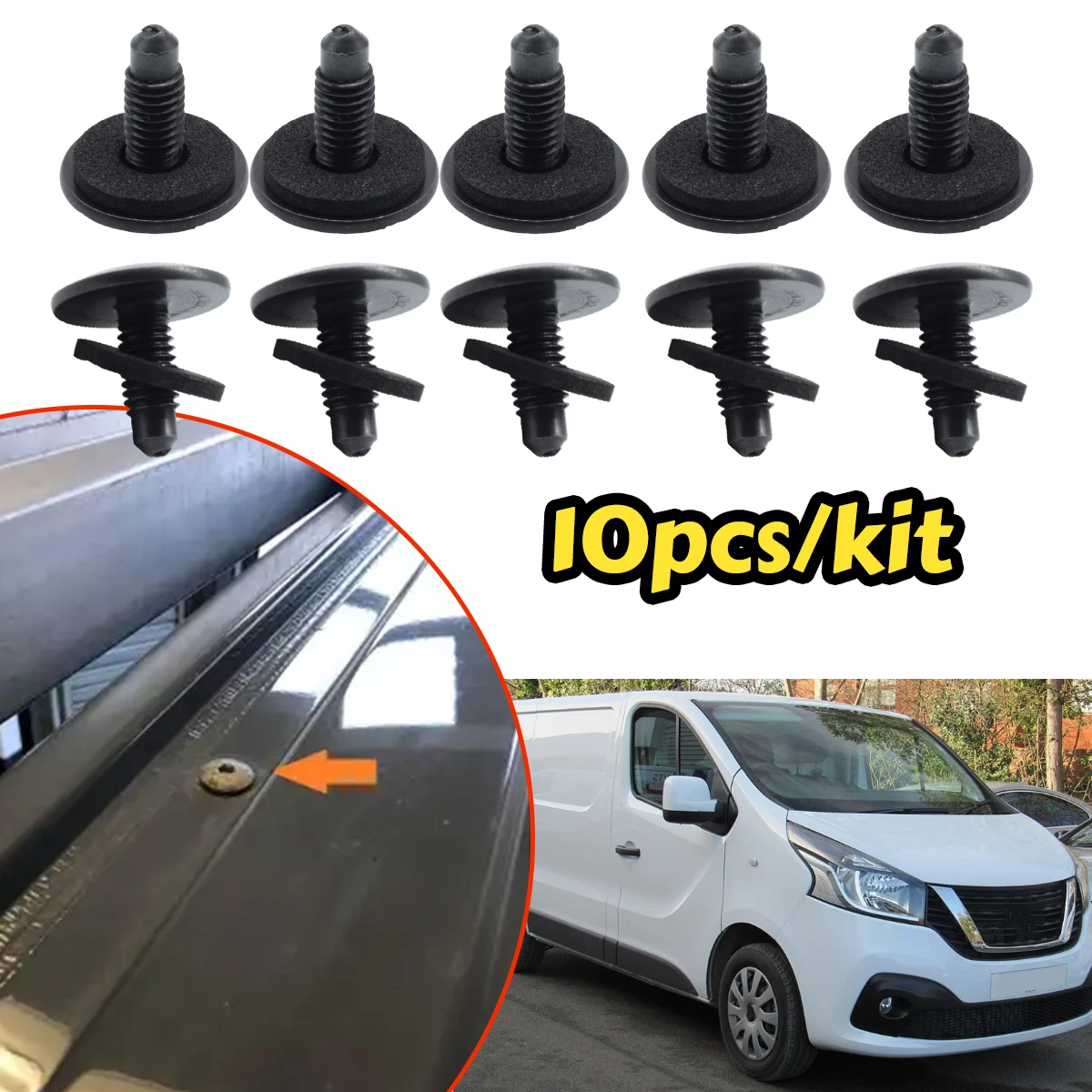 

10PC M6 Car Roof Rack Holes Panel Blanking Screws Hex Bolts Sealed for Nissan NV300 2014-2021 Primastar 2022-2024 N-909-938-01