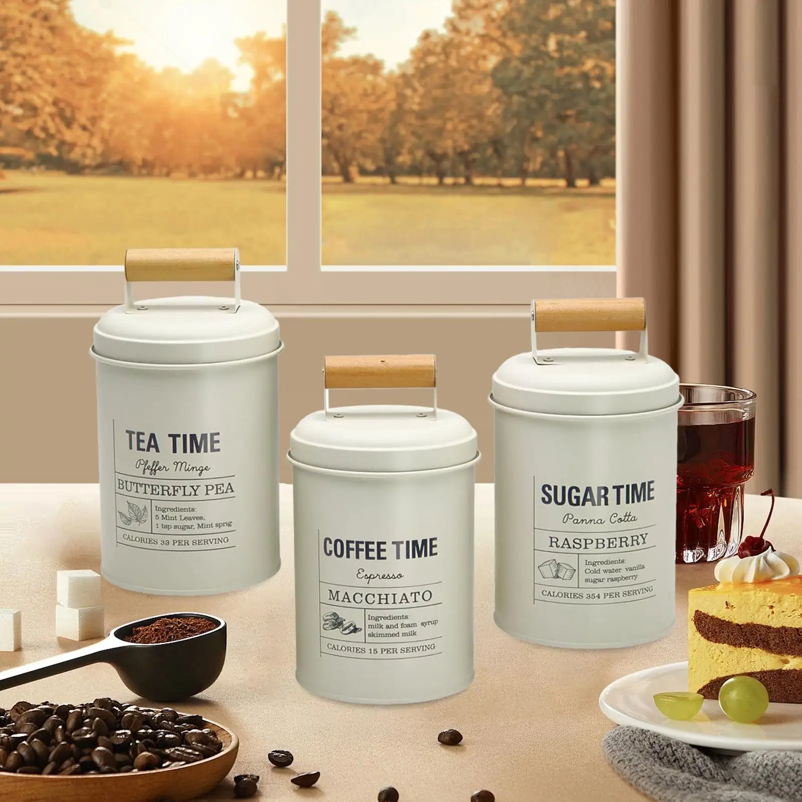 Lot de 3 bocaux de cuisine polyvalents, décoratifs et créatifs, anti-poussière, pour café, garde-manger, salle à manger, comptoir de ferme