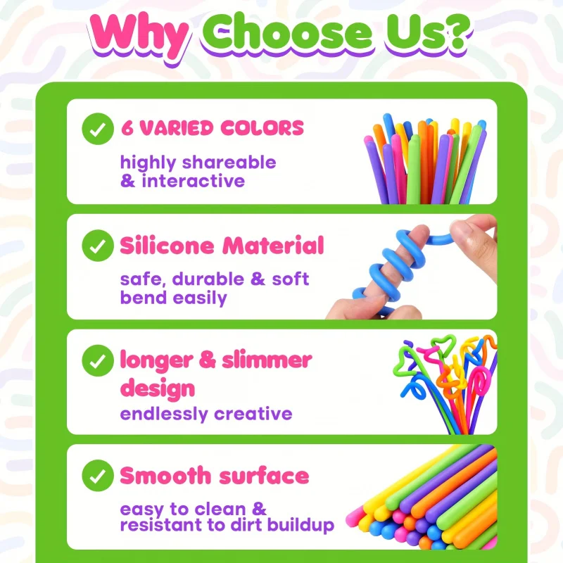 6pieces Fingertip Sensory Sticks - Reversible Textured Items, Multi-Colored Haptic Sensing Set, Lightweight and Quiet, Easily Be