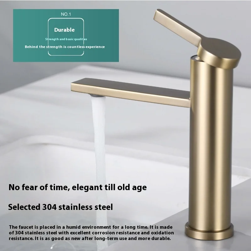 

Household washbasin faucet, 304 stainless steel bathroom washbasin and basin full copper hot and cold dual-use faucet