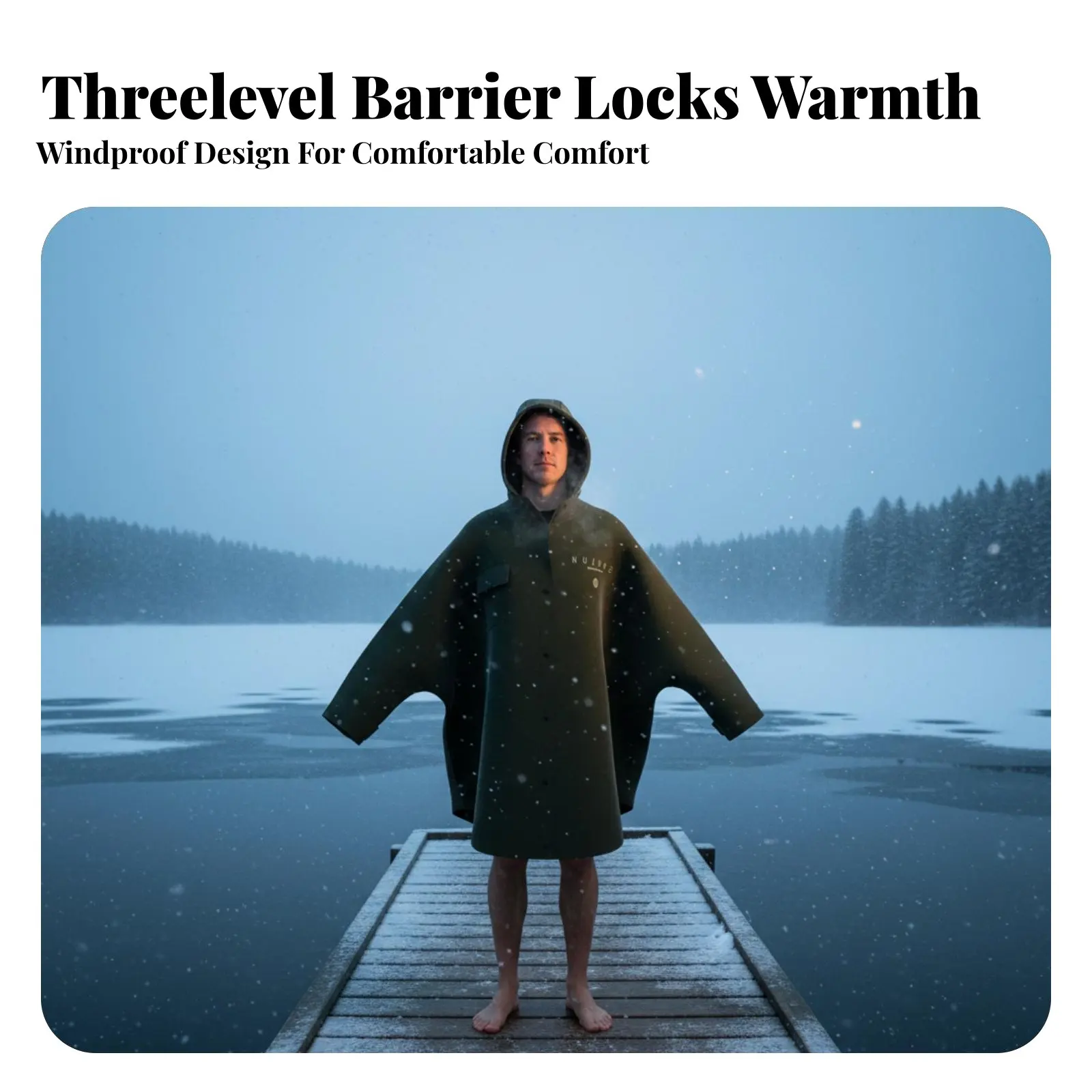 

Graphene Heated Cape, Windproof Towel Robe, Adjustable Temperature, Winter Swimming, Beach