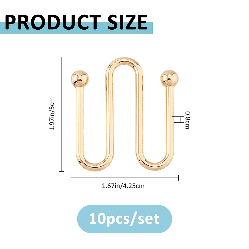10Pcs Alloy U Shape Ring Bikini Clasp Bra Bikini Hook Closure Bra Buckles Front Closing 42.5x8mm for DIY