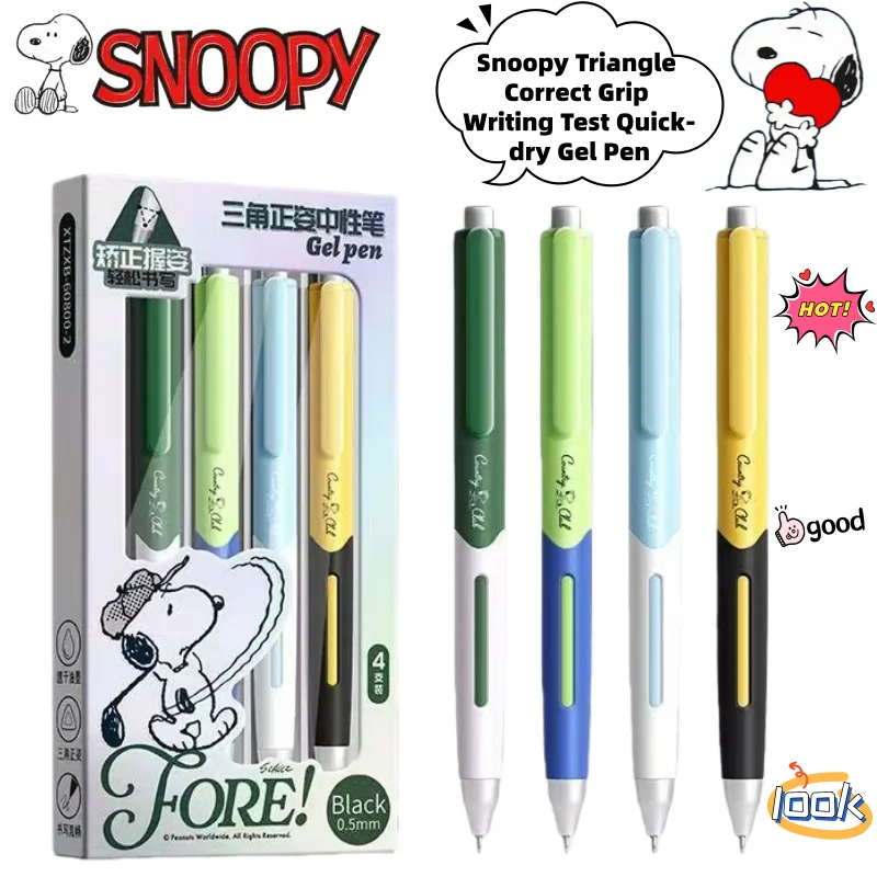 Nuevo Bolígrafo de Gel de Secado Rápido con Diseño Creativo de Snoopy para Estudiantes, Bolígrafo Triangular con Diseño de Anime