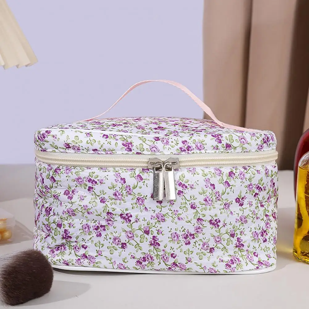 Lightweight Toiletry Bag Floral Pattern Capacity Cosmetic Bag Dual Zipper Makeup Organizer Portable Travel Storage Wash Bag