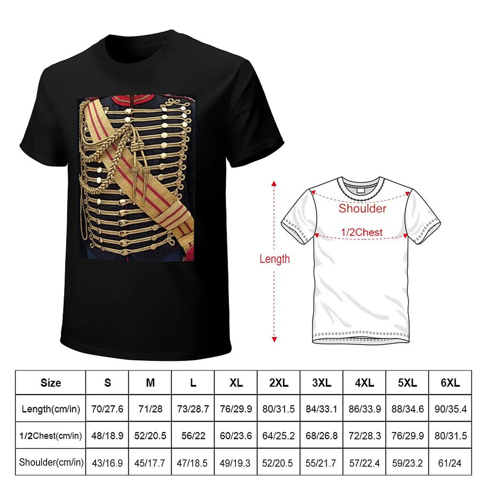 Simulated uniform; blue Hussar jacket with gold trim. T-Shirt Mechanic Work Tee Shirt