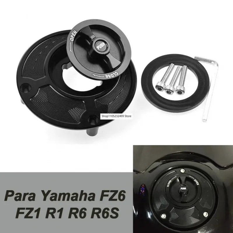 For Yamaha FZ6 FZ6R FZ1 R1 R6 R6S CNC Fuel Tank Cap Aluminum Keyless Cover Motorcycle Accessories All Years
