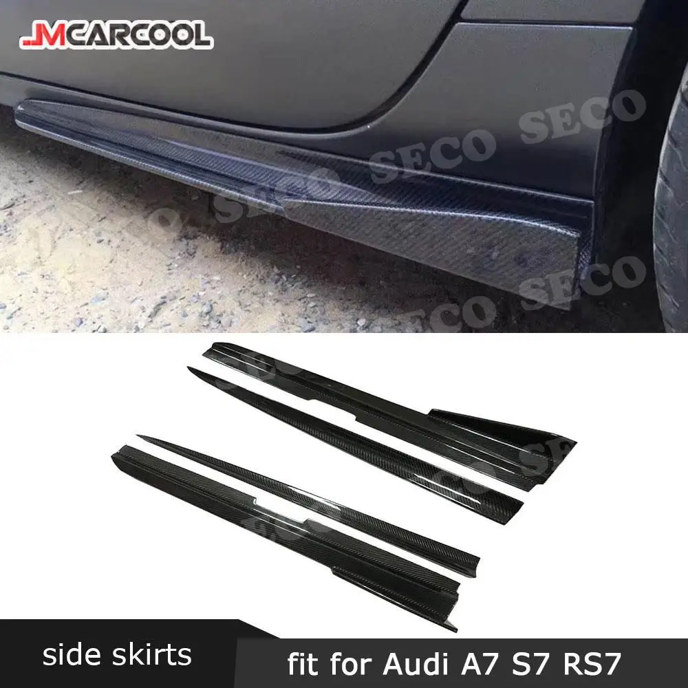 

JMCARCOOL Carbon Fiber Car Side Skirts Aprons For Audi A7 S7 RS7 2012 - 2014 Door Skid Plate Protector 4PCS/Set