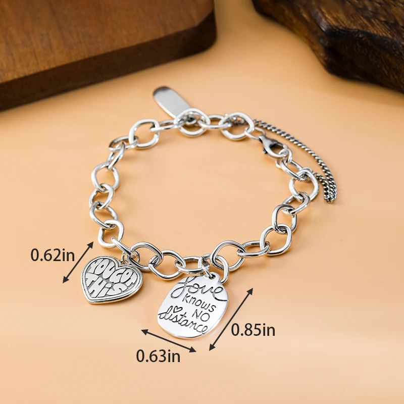 

S925 sterling silver James Avery forged link charm bracelet paired with the Possess this heart and Love knows no distancependant