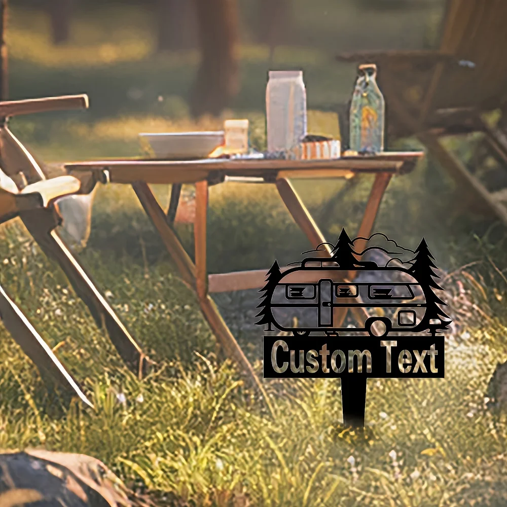 Unique Customizable Outdoor Metal Sign Waterproof Heat Resistant with Camping Design Ideal for Campers RV Lovers and Lawn Decor