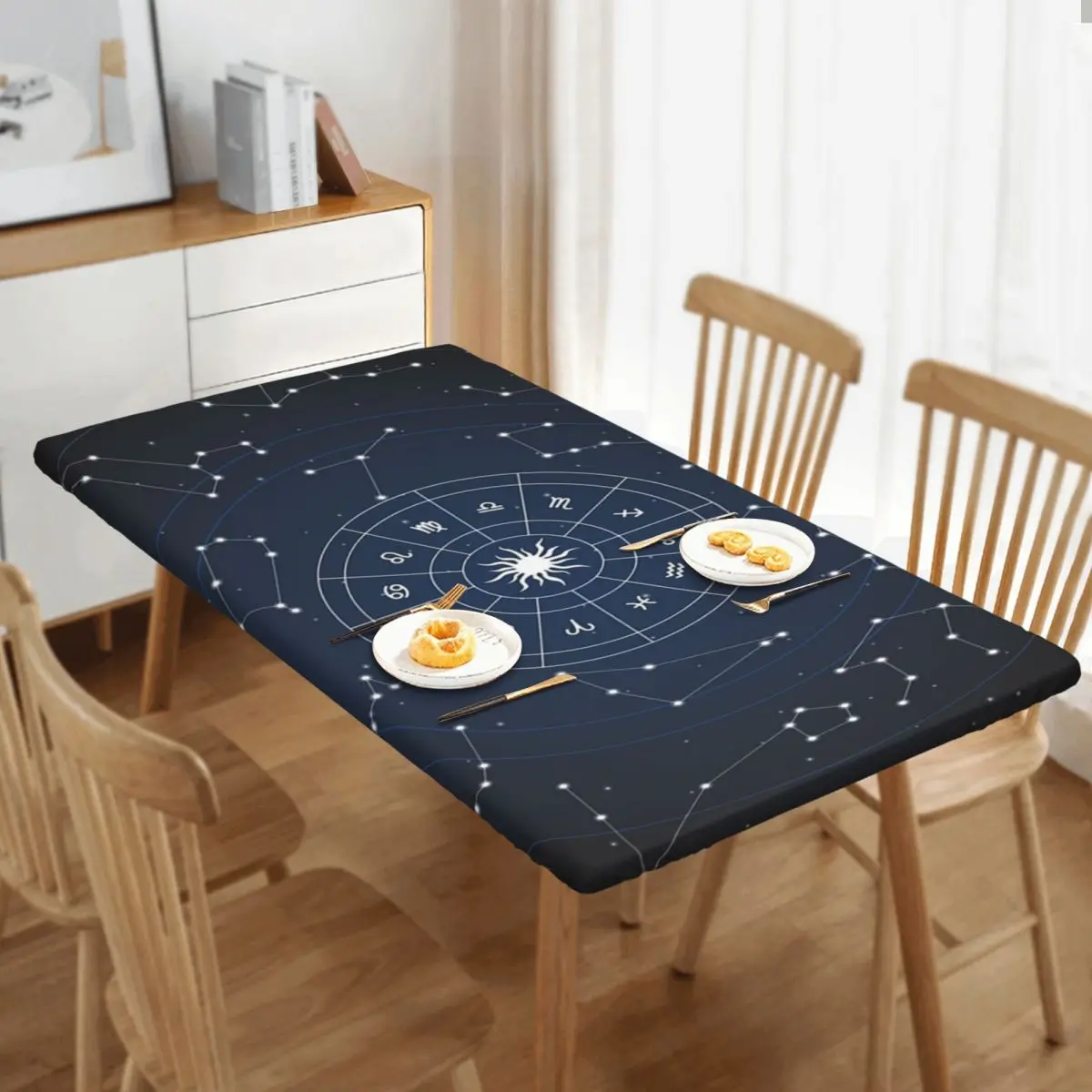 Zodiac Constellations Space Custom Rectangular Tablecloth Waterproof Table Cover for Festival Party Decorations Table Cloth