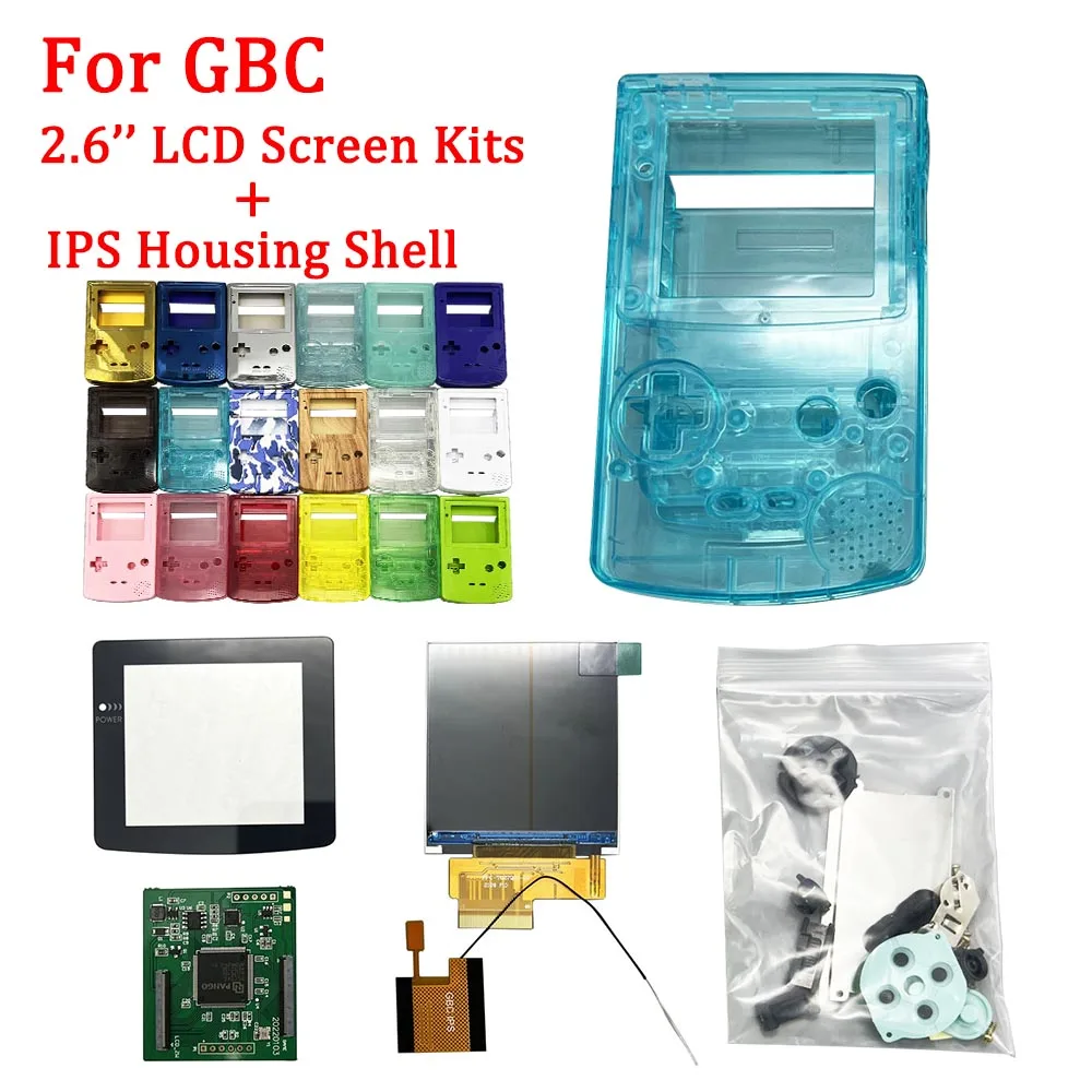 2.6-Inch IPS LCD Screen Kit With Shell Sets For GameBoy Color GBC High Brightness IPS Point-to-Point Display Screen LCD Kits