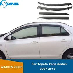 Side Window Visors For Toyota Yaris Sedan 2007 2008 2009 2010 2011 2012 2013 PC Weathershields Sun Rain Guard Deflectors SUNZ