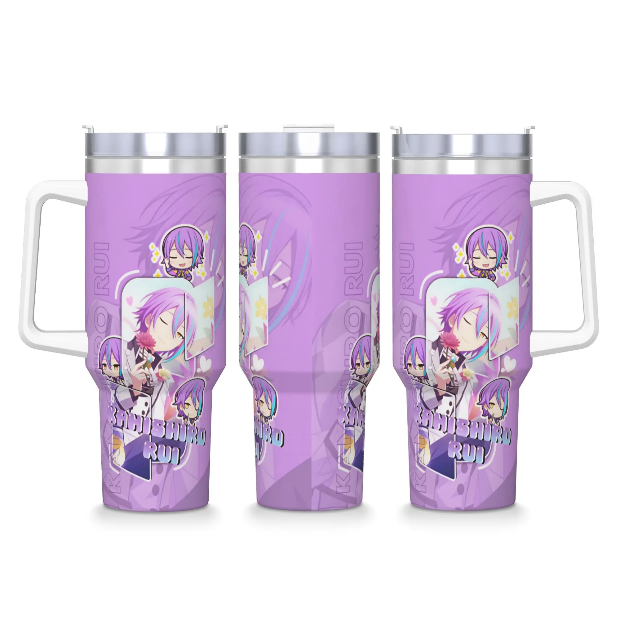 Stainless Steel Tumbler Project Sekai Rui Kamishiro Anime Game Mugs Cup With Straws Water Bottle Leakproof 40oz Thermal Cups