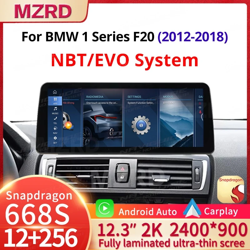 MZRD 12.3'' Android 14 Car Radio For BMW 1 Series F20 F22 NBT System CarPlay Auto Screen Multimedia Player 4G Wifi Tools 12+256G